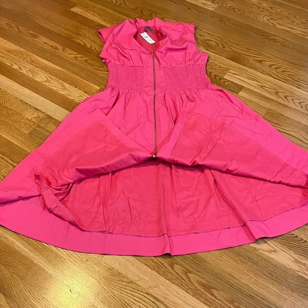 Anthropologie The Tommie Cap-Sleeve Smocked Front-Zip Shirt Dress Size LP NWT - Picture 10 of 12
